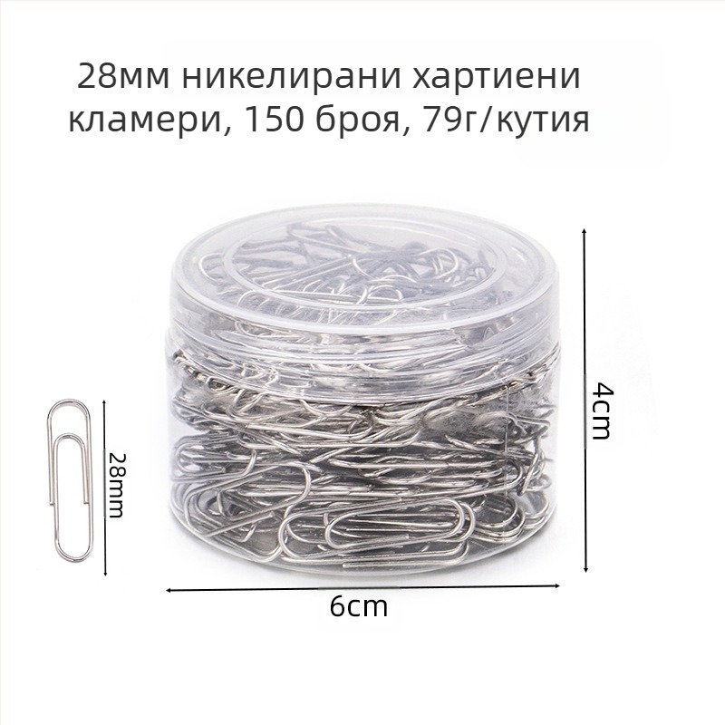 Метални щипки за хартия с пластмасово покритие, цилиндрична опаковка със шест секции, модел 6T-1/6T-2/6T-3