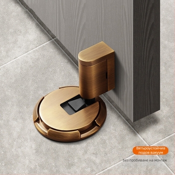 Подово всмукване за врати с автоматично заключване, модел 87006, цинкова сплав, електроплатирано покритие, монтаж на пода, ръчно управление