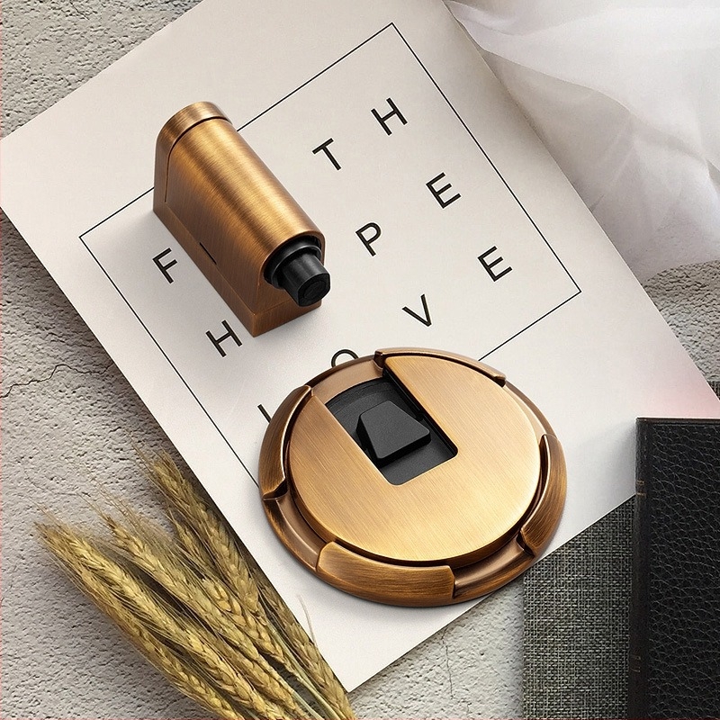 Подово всмукване за врати с автоматично заключване, модел 87006, цинкова сплав, електроплатирано покритие, монтаж на пода, ръчно управление