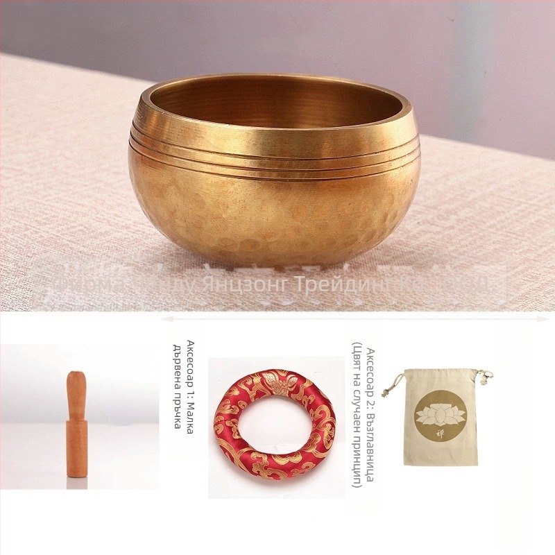 Медна будистка пееща чаша за медитация – ръчна изработка, 220 г, религиозна употреба