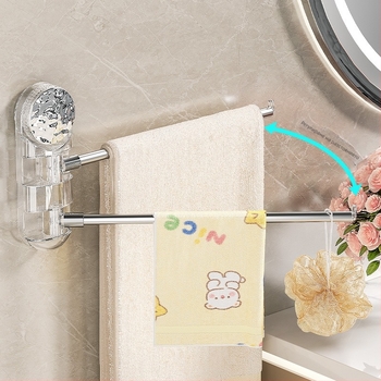 Стоманен вакуумен държач за кърпи, въртящ се, без пробиване, с множество рамена