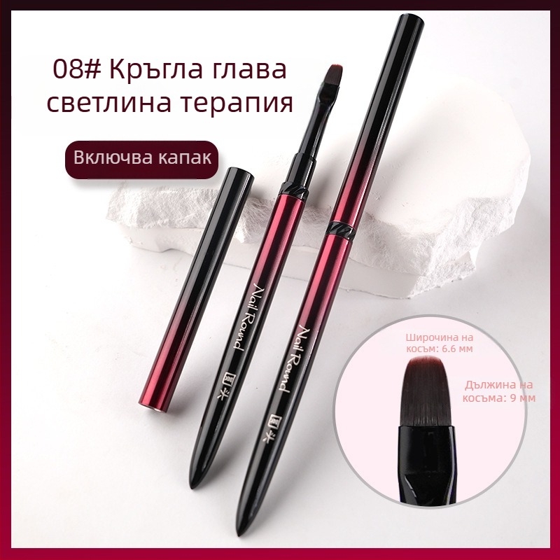 Набор за маникюр: четки за нанасяне на гел с глави плоска, кръгла, квадратна и овална; 4 бр. четки; дълги метални дръжки; фототерапевтична писалка