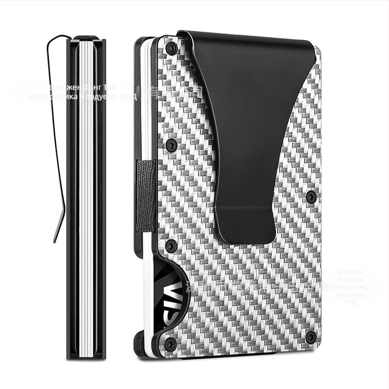 Държач за карти от карбонови влакна, RFID защита, CNC обработка, градски минимализъм, мъжки портфейл