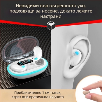 Мини безжична Bluetooth слушалка, ултра тънък дизайн, в ухото, Bluetooth 5.0, обхват 10 м, стерео за обаждания, водоустойчива