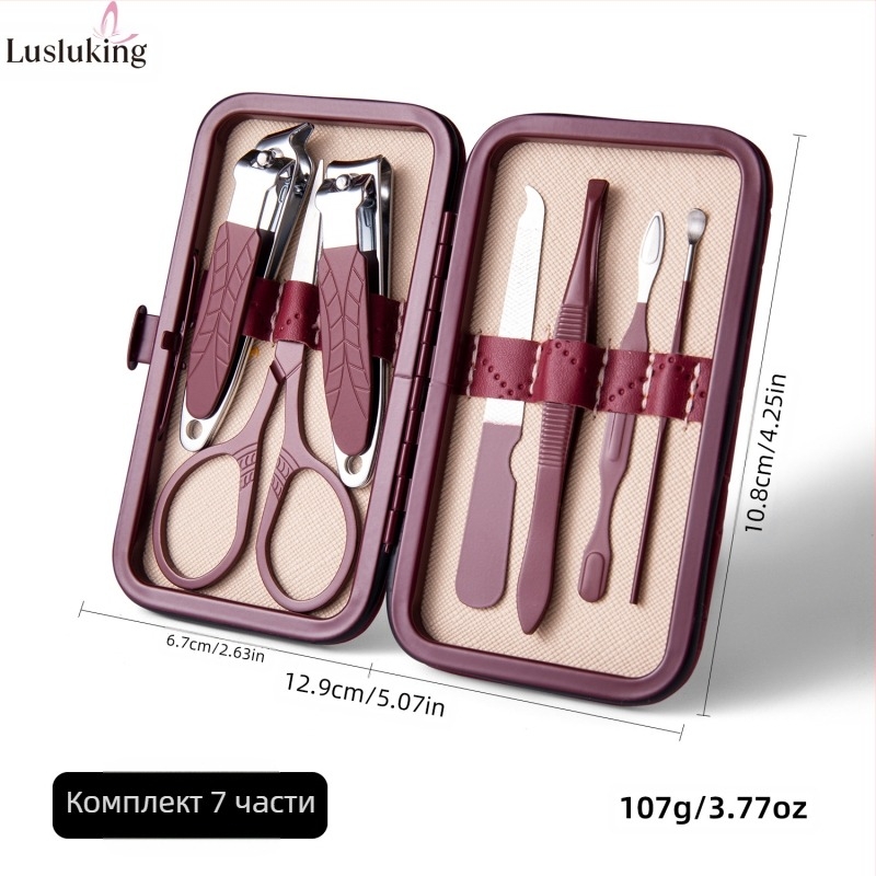 Комплект нокътни щипци – неръждаема стомана и стомана с въглерод; файл за премахване на мъртва кожа; шлайф за повърхността на нокътя; комплект инструменти за оформяне на нокти; Lusluking