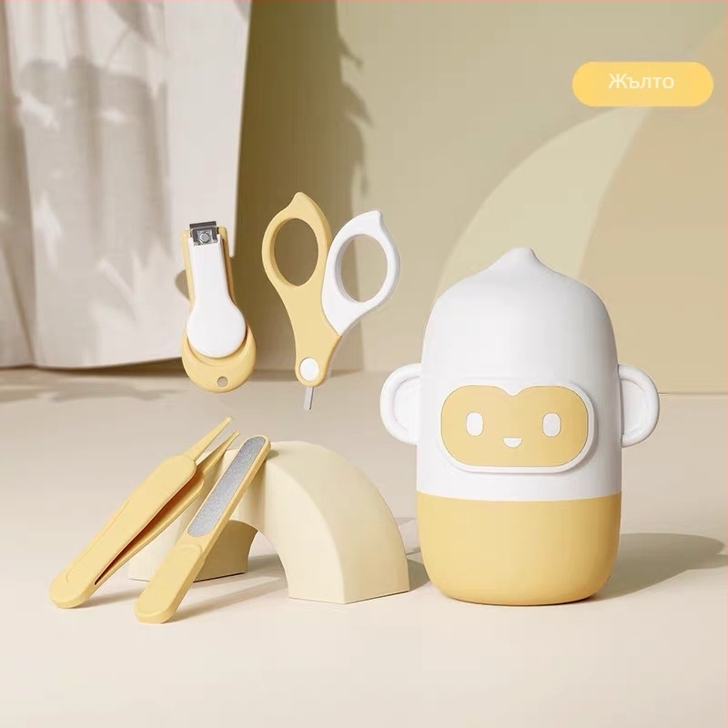 Комплект за нокти на бебета — антищипващ дизайн за новородени, пластмаса и неръждаема стомана, безопасен комплект за грижа