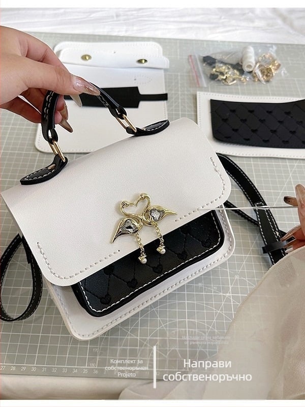 Дамска чанта през рамо в стил уличен тренд, PU кожа, вертикална квадратна форма, закопчаване с капак, вътрешен ID джоб