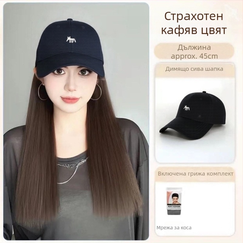 Перука с опашка и шапка с бродирана лисица, едноцял дизайн, ръчно тъкана, термоустойчива синтетика, с големи вълни, не подлежи на боядисване или къдрене, подходяща за всички форми на лице