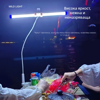 LED лампа с магнитно окачване, презареждаема USB аварийна лампа, 5V вход, вградена литиева батерия, регулияма яркост