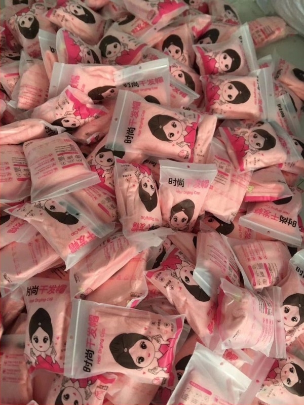 Шапка за сушене на коса от корална плюш с бродерия, абсорбираща бързо, 150D прежда, тегло 50–79 g