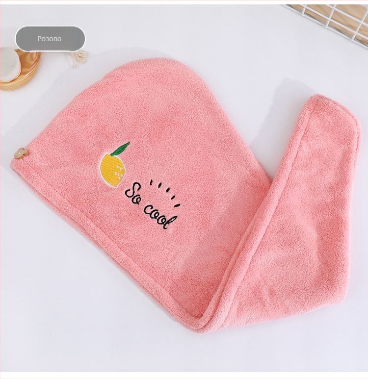 Шапка за сушене на коса от корална плюш с бродерия, абсорбираща бързо, 150D прежда, тегло 50–79 g