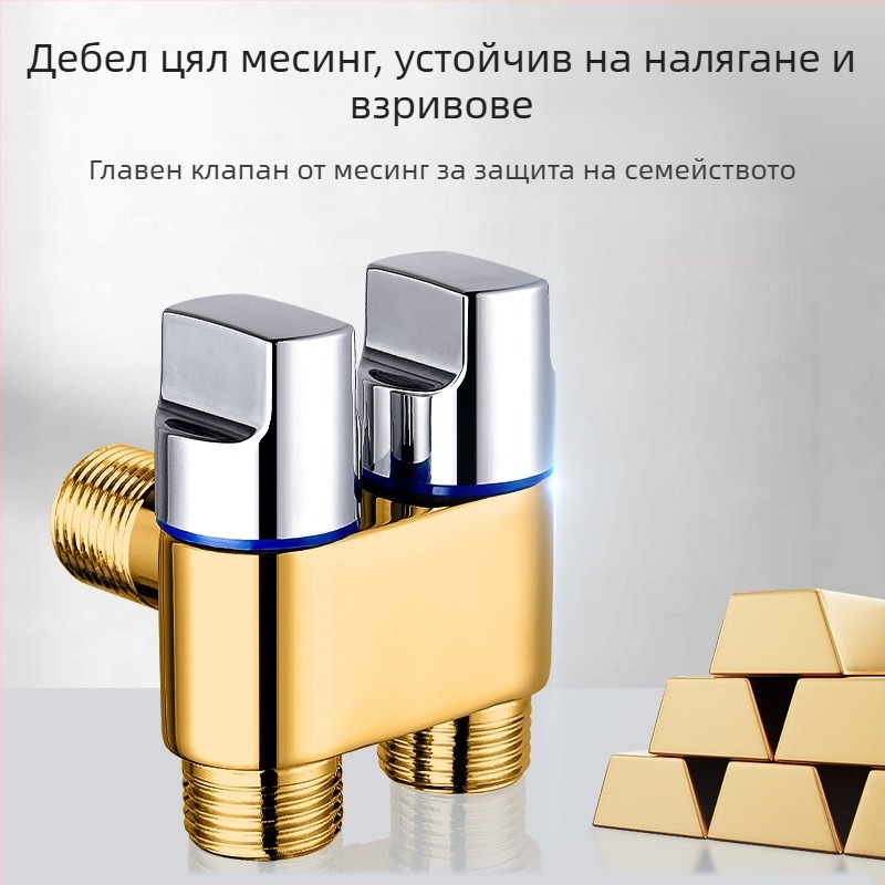 Кран за тоалетна от мед, модел 1 вход/2 изхода, електроплакиране, въртящ се монтаж, работна температура 100 °C