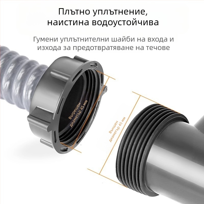 Win the bully Комплект дренаж за кухненска мивка с двойно корито – модел 10126, 304 неръждаема стомана + ABS пластмаса, модерен минималистичен стил