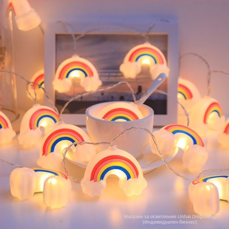 Външна къмпинг LED атмосфера светлина с облаци, дъга и звезди, батерийно захранване, IP43, 10–20 LED, 1000 лм, живот 3000 ч