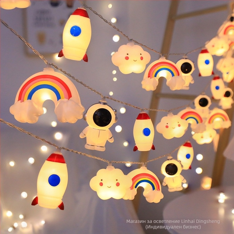 Външна къмпинг LED атмосфера светлина с облаци, дъга и звезди, батерийно захранване, IP43, 10–20 LED, 1000 лм, живот 3000 ч