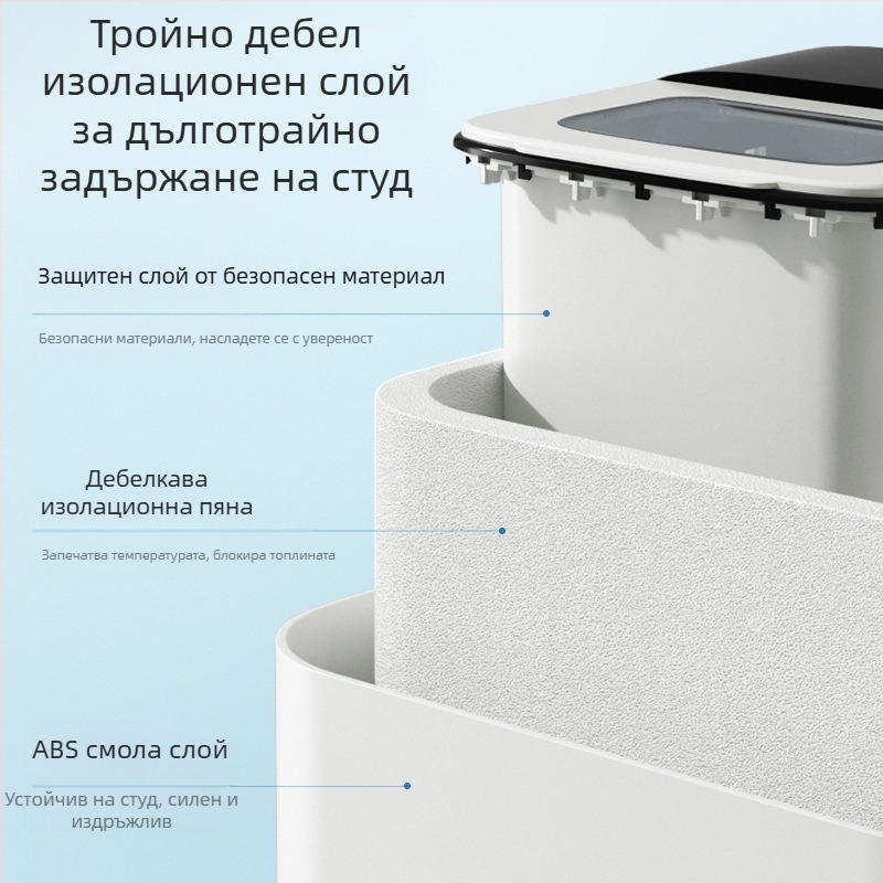 Leshi ледогенератор ZB08 – 220V, 100W, капацитет 1,5 л, за 1–5 човека, напълно автоматичен уред за кръгли ледени кубчета