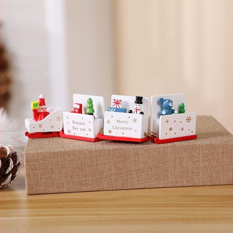 Дървено коледно влакче украса за деца (Материал: дърво; Марка: Hobab; Стил: карикатурен; Коледа)