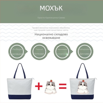 Персонализирана платнена торба с лого - голям капацитет, печат с термотрансфер