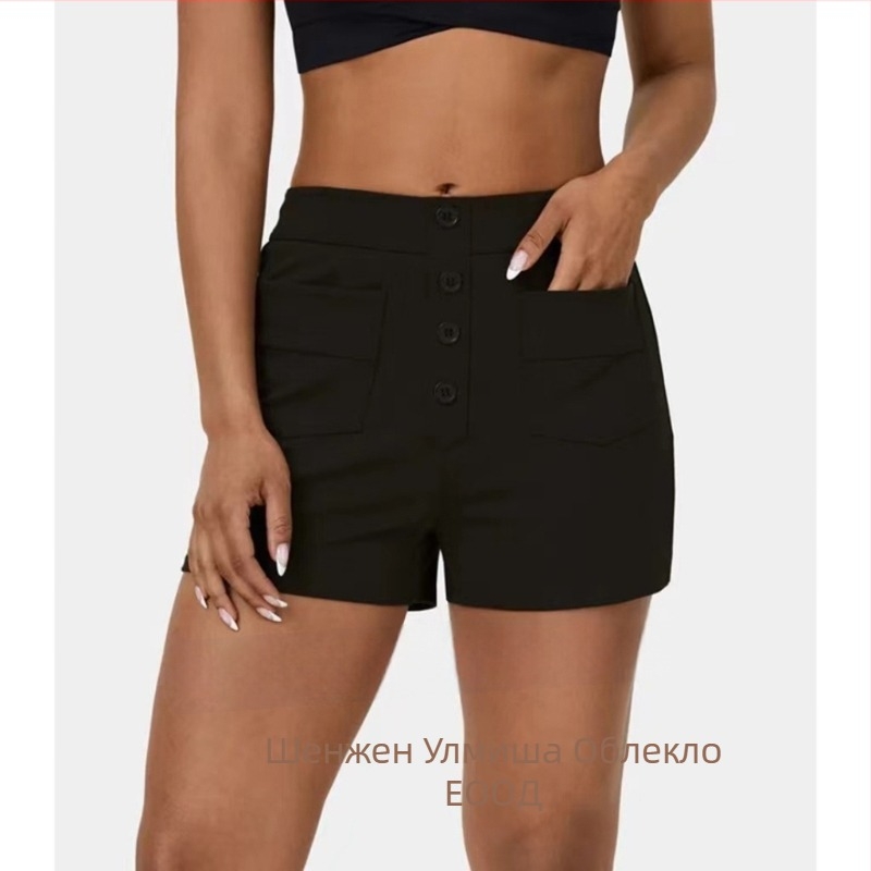 Шорти от полиестер, средна талия, средна дебелина, висока еластичност, колажно шиене