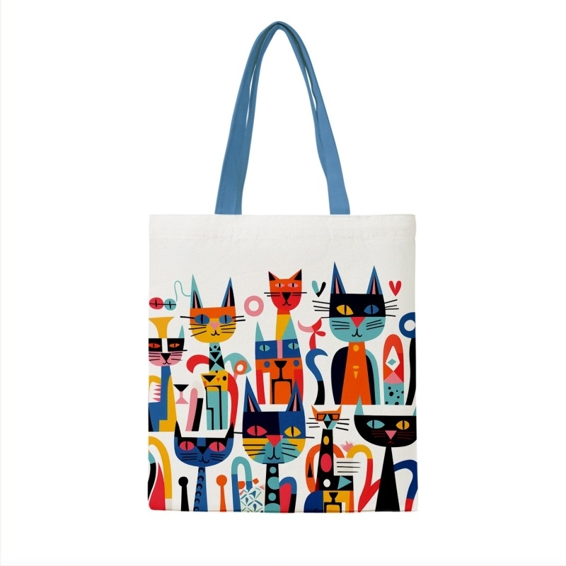 Платнена чанта за пазаруване, стил ръчна чанта, полиестерно-памучна материя, дигитален печат, печат на лого, персонализируеми опции