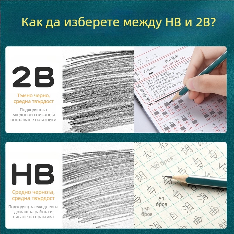 Молив с триъгълен корпус и гумичка на върха, шестостенна форма за деца