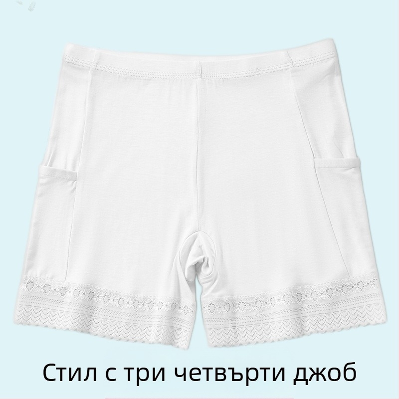 Дамски вискозни дантелени безопасни шорти с средна талия, памучна подплата, бързосъхнещи