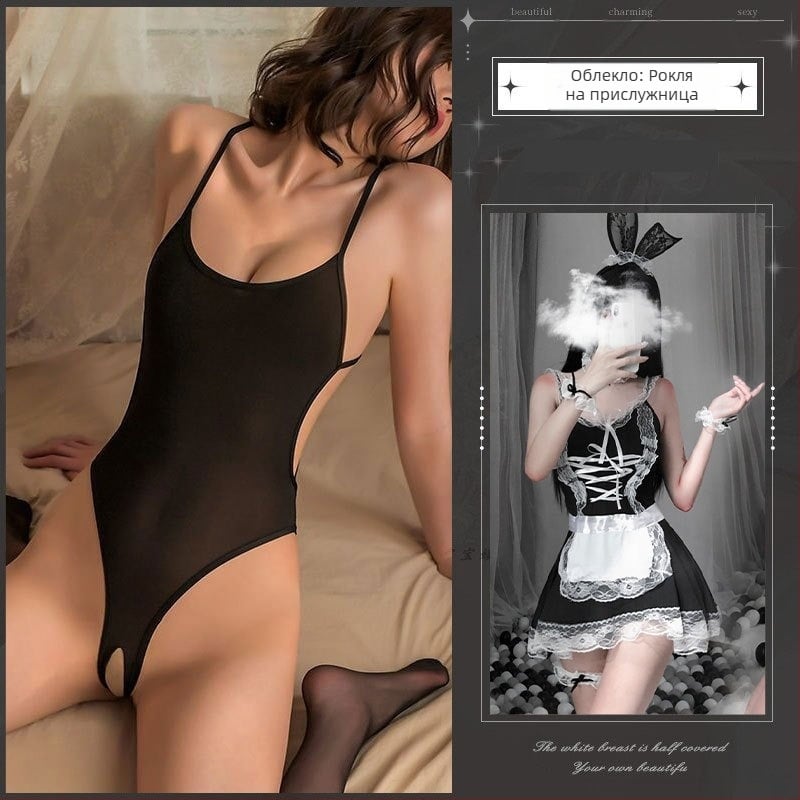 Дамски боди с открита интимна зона — полиестер, 90–95% полиестер, стил за ролева игра: моряк и зайче