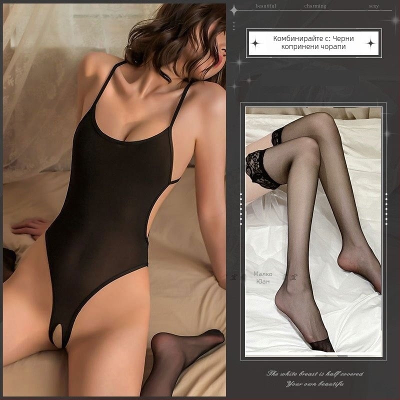 Дамски боди с открита интимна зона — полиестер, 90–95% полиестер, стил за ролева игра: моряк и зайче