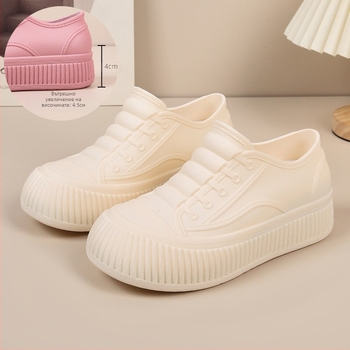 Дамски дъждовни ботуши - водоустойчива PVC горна част, без връзки, slip-on, нисък ток 1–3 см