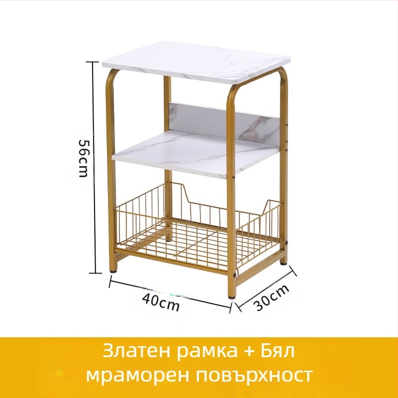 Li Yao 55 Странична масичка с метален каркас, MDF меламинова повърхност, покритие с печена боя, квадратна форма, със съхранение
