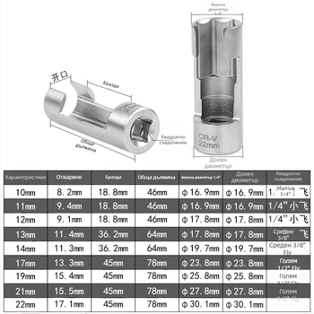 Хром-ванадиева стомана Шестограмен ключ за дизелова инжекционна тръба с достъп до кислороден сензор