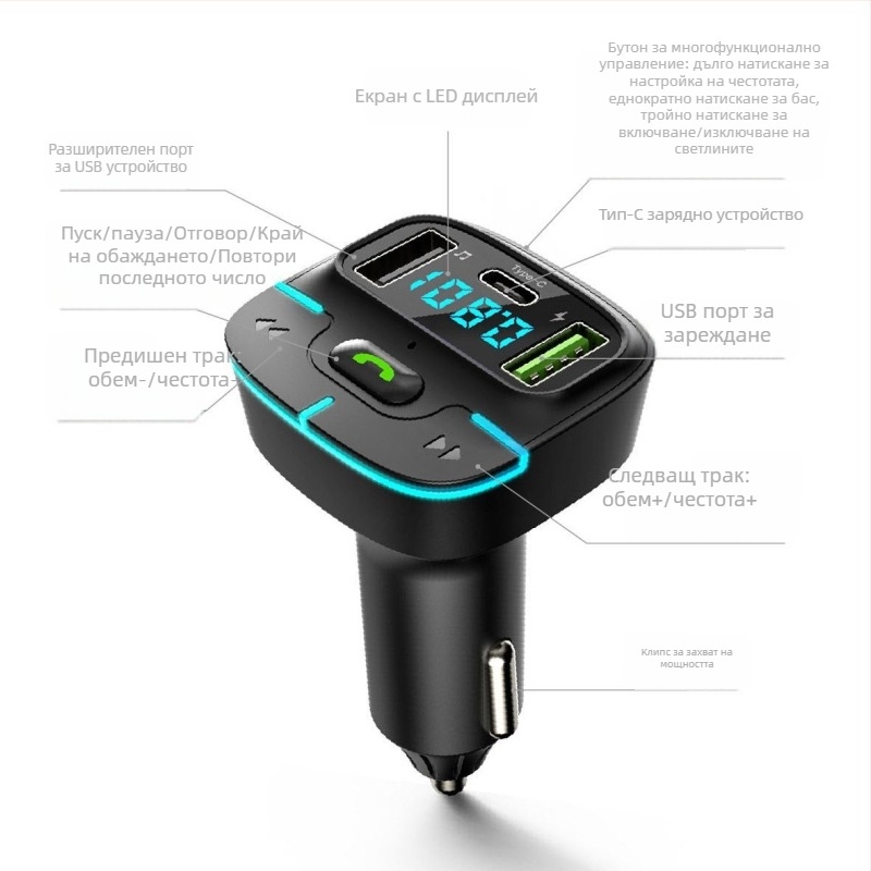 GZ03 автомобилен MP3 трансмитер, ABS корпус, захранване от запалката, без вътрешна памет