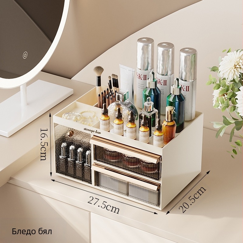 Самостоятелно проектирана козметична кутия за съхранение, настолен органайзер за козметика, PET+ABS материал, печат на лого, възможност за персонализация, стил лайт лукс