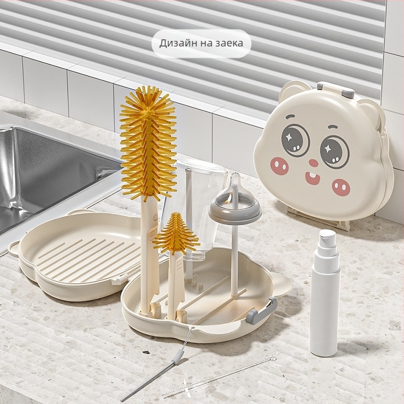 Youbeidi силиконова четка за бебешко шише – комплект за пътуване, компактен, с четка за биберон