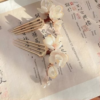 Magnolia аксесоар за коса: ръчно изработен сплавен обков, сладък стил, украса с цветя, подходящ за фестивал