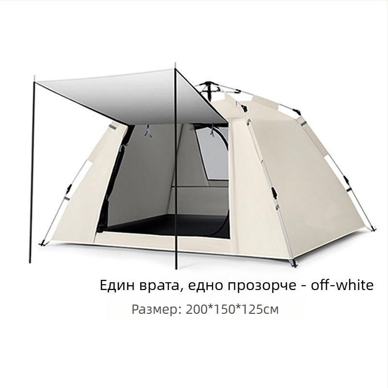 Палатка за къмпинг — еднослойна, автоматично бързо разгръщане, четири сезона, 5.4 кг, пръти от фибростъкло (водоустойчива външна обвивка 2000–3000 мм)