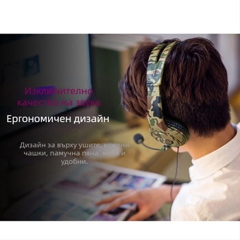 Жични игрови слушалки с микрофон, 40 мм драйвери, 3,5 мм жак, честотен обхват 20–20 000 Hz, импеданс 32 Ω