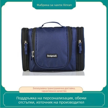 Чанта за тоалетни принадлежности с двойно отваряне, висяща, полиестер Oxford плат, прост и модерен стил, за пътуване