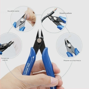 Индустриално качество: диагонални клещи за рязане за електроника, наклонени челюсти, тегло 0,08 кг, дължина на главата 1