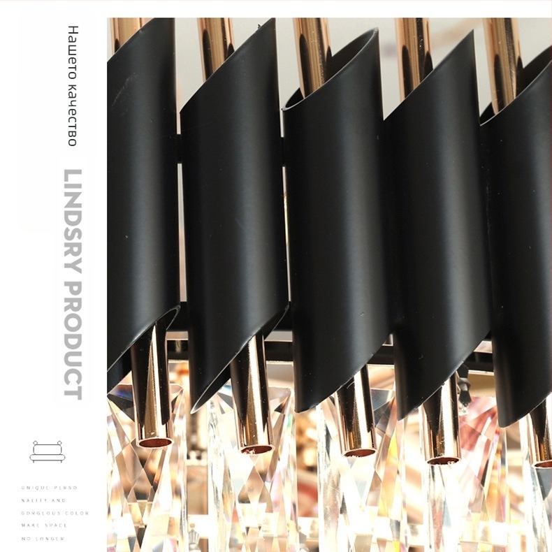 Кристален полилей, стил светъл лукс, LED светлина, корпус от желязо, обхват на осветление 15–30㎡