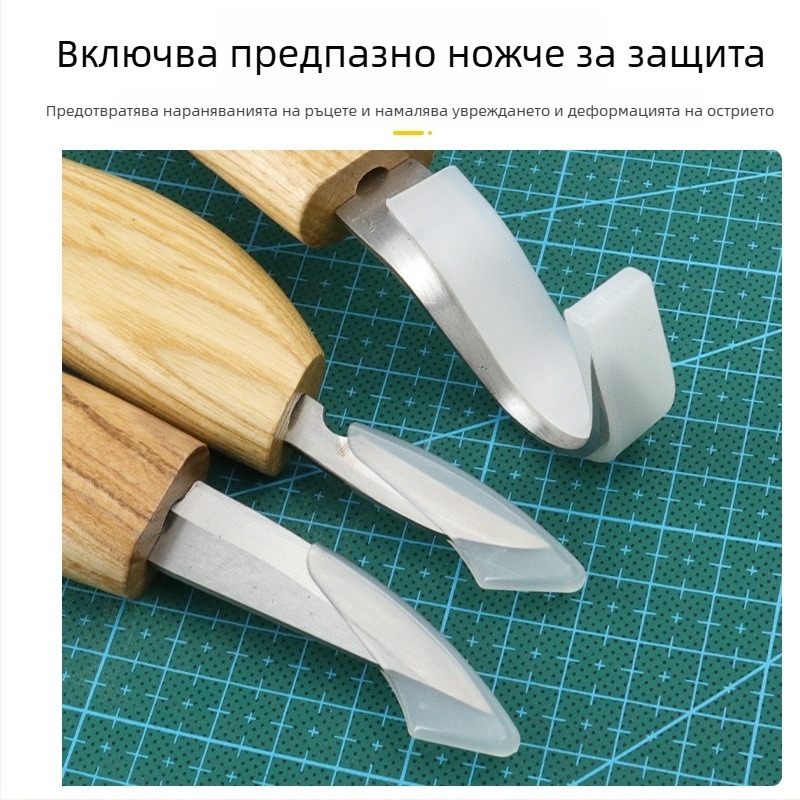 Комплект от 3 инструмента за дърворезба: нож за дърворезба, нож за лъжички и скрепер – ръчна дърворезба с шарки