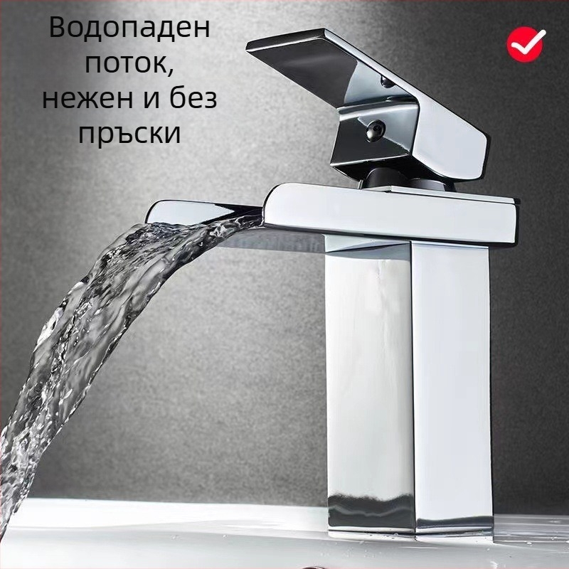 Смесител за баня за мивка с топла и студена вода — медено тяло, керамична клапанна глава, температурен диапазон 0–99°C, диаметър на седалката на клапана 35 мм