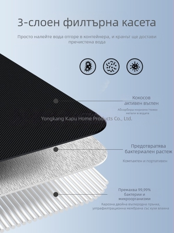 Десктоп пречиствател на вода с гравитационен принцип, неръждаема стомана, преносим (модел k8626, 3 кг, подходящ за 3–5 човека)