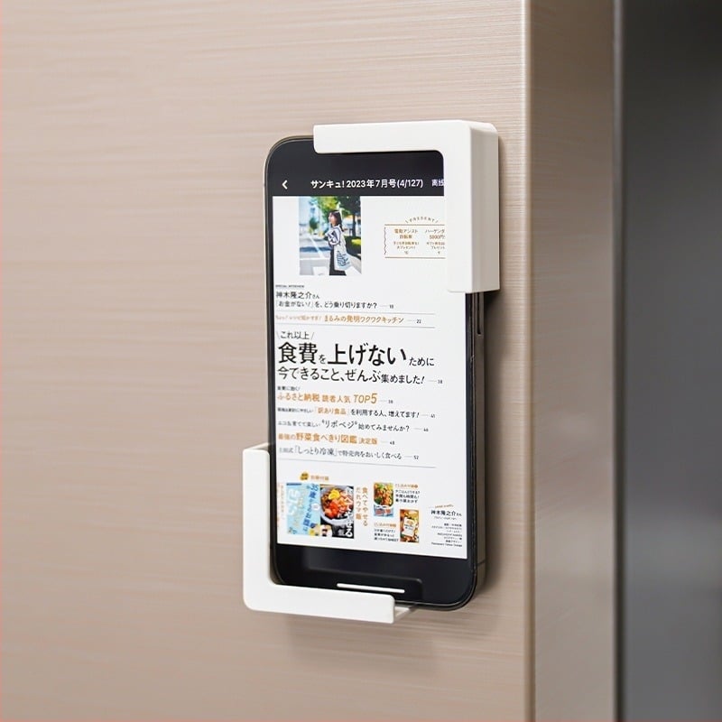 Магнитен държач за телефон и таблет — стенен монтаж | ABS + диск | Модерен минимализъм | Кухня, бюро, баня, хол