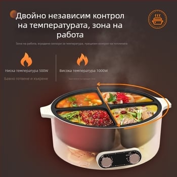 Електрическа мултифункционална тенджера за готвене Cayga DYG-01 с функция пържене в горещ съд, 1300W, 220V, 1L, алуминиева сплав