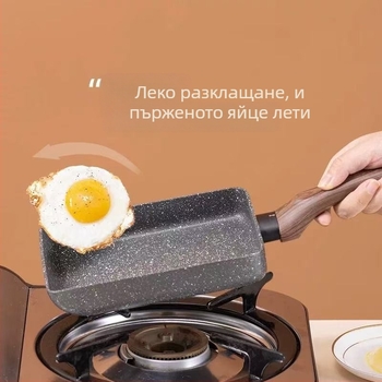 Квадратно незалепващо тиганче за тамагойаки от алуминий, дълбочина 3,5 см, еднослойно дъно, за омлети и пържени кнедли