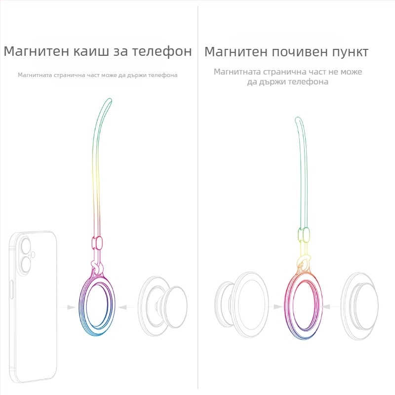 KILO MILO MagSafe магнитна стойка и пръстен за закачване на чанта, прозрачен дизайн, пластмасов материал, общ стил