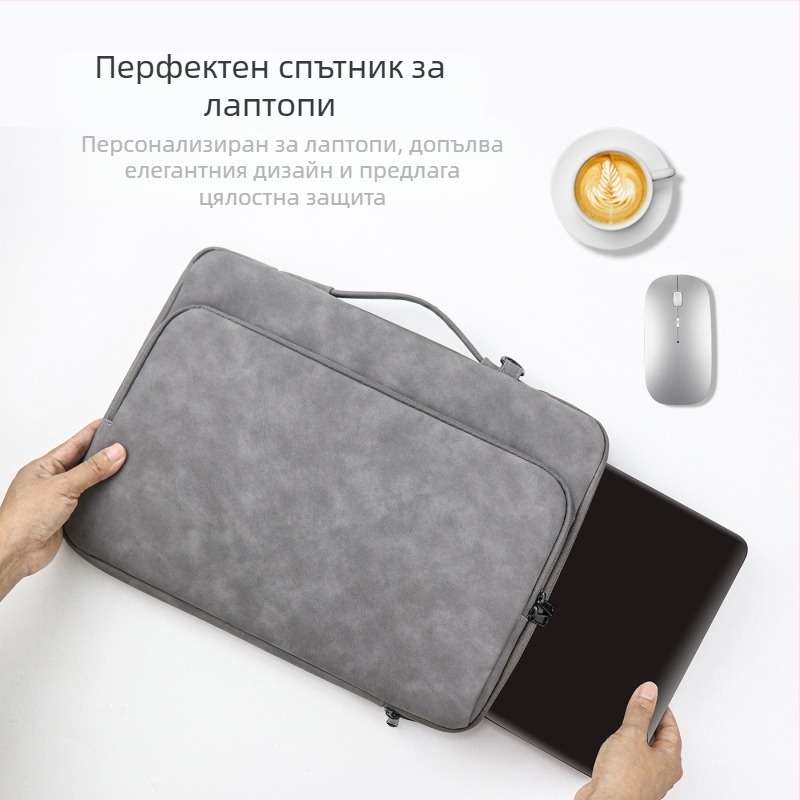 Унисекс чанта за лаптоп от овча кожа – водоустойчива, износоустойчива и противотрязваща, с принт на райета и полиестрова подплата