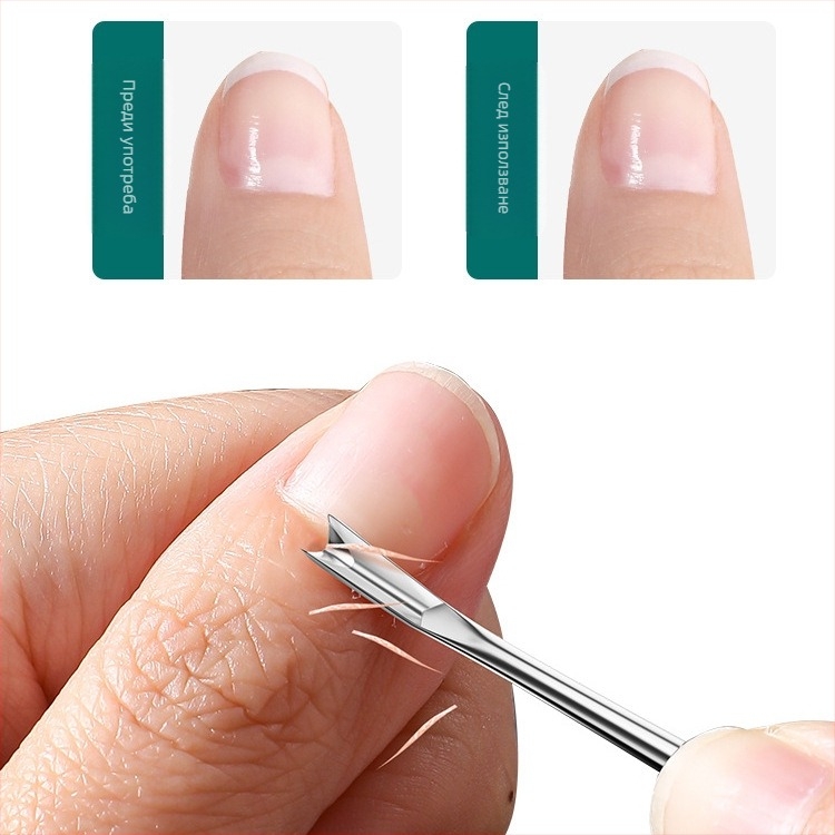 Двоен нокторез от неръждаема стомана за кожички и мъртва кожа — преносим домашен комплект за маникюр