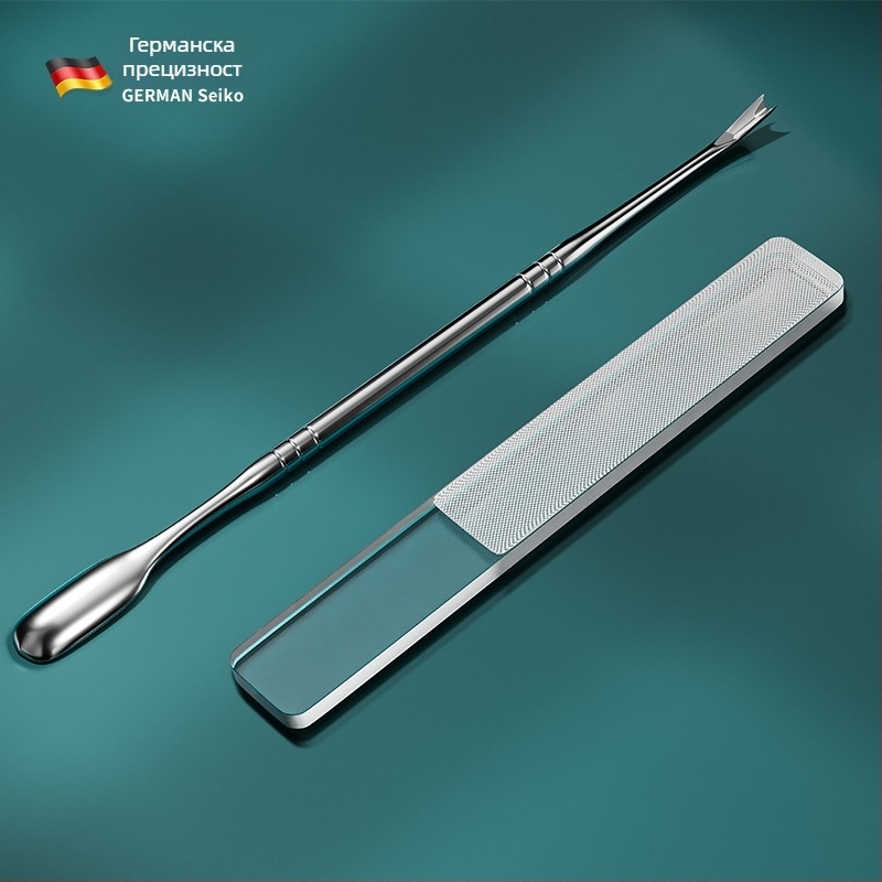 Двоен нокторез от неръждаема стомана за кожички и мъртва кожа — преносим домашен комплект за маникюр